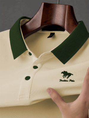 High Quality Embroidery Logo Men's Polo T Shirt Beige